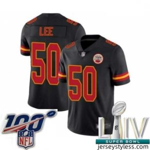 Unique 2020 Super Bowl LIV Kansas City Chiefs #50 Darron Lee Limited Black Rush Vapor Untouchable Football Jersey