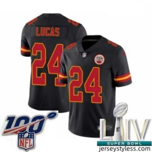 Unique 2020 Super Bowl LIV Nike Kansas City Chiefs #24 Jordan Lucas Limited Black Rush Vapor Untouchable NFL Jersey