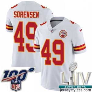 Gorgeous 2020 Super Bowl LIV Nike Kansas City Chiefs #49 Daniel Sorensen White Vapor Untouchable Limited Player NFL Jersey