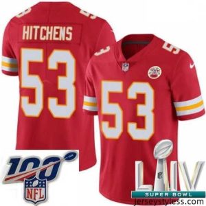 Stunning 2020 Super Bowl LIV Nike Kansas City Chiefs #53 Anthony Hitchens Red Team Color Vapor Untouchable Limited Player NFL Jersey