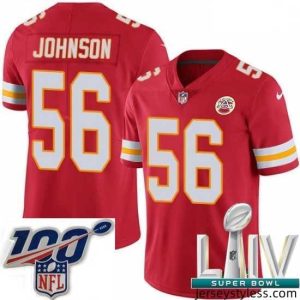 Unique 2020 Super Bowl LIV Nike Kansas City Chiefs #56 Derrick Johnson Red Team Color Vapor Untouchable Limited Player NFL Jersey