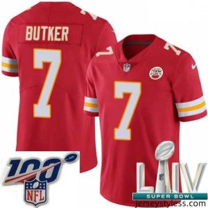 Premium 2020 Super Bowl LIV Nike Kansas City Chiefs #7 Harrison Butker Red Team Color Vapor Untouchable Limited Player NFL Jersey