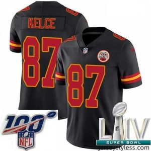 Stylish 2020 Super Bowl LIV Nike Kansas City Chiefs #87 Travis Kelce Limited Black Rush Vapor Untouchable NFL Jersey