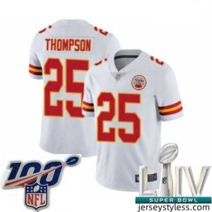Fantastic 2020 Super Bowl LIV Kansas City Chiefs #25 Darwin Thompson White Vapor Untouchable Limited Player Football Jersey