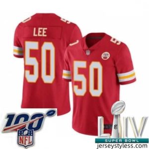 Impressive 2020 Super Bowl LIV Kansas City Chiefs #50 Darron Lee Red Team Color Vapor Untouchable Limited Player Football Jersey