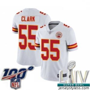 Amazing 2020 Super Bowl LIV Kansas City Chiefs #55 Frank Clark White Vapor Untouchable Limited Player Football Jersey