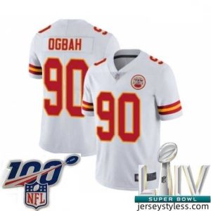Unique 2020 Super Bowl LIV Kansas City Chiefs #90 Emmanuel Ogbah White Vapor Untouchable Limited Player Football Jersey