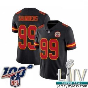 Fantastic 2020 Super Bowl LIV Kansas City Chiefs #99 Khalen Saunders Limited Black Rush Vapor Untouchable Football Jersey