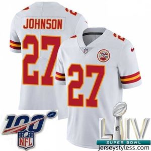 Amazing 2020 Super Bowl LIV Nike Kansas City Chiefs #27 Larry Johnson White Vapor Untouchable Limited Player NFL Jersey