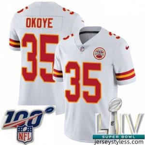 Gorgeous 2020 Super Bowl LIV Nike Kansas City Chiefs #35 Christian Okoye White Vapor Untouchable Limited Player NFL Jersey