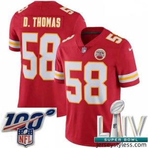 Impressive 2020 Super Bowl LIV Nike Kansas City Chiefs #58 Derrick Thomas Red Team Color Vapor Untouchable Limited Player NFL Jersey