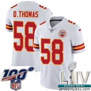 Stunning 2020 Super Bowl LIV Nike Kansas City Chiefs #58 Derrick Thomas White Vapor Untouchable Limited Player NFL Jersey