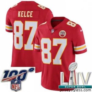 Fantastic 2020 Super Bowl LIV Nike Kansas City Chiefs #87 Travis Kelce Red Team Color Vapor Untouchable Limited Player NFL Jersey