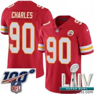 Impressive 2020 Super Bowl LIV Nike Kansas City Chiefs #90 Stefan Charles Red Team Color Vapor Untouchable Limited Player NFL Jersey