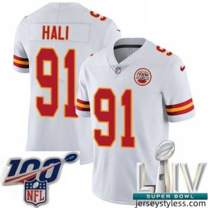 Stylish 2020 Super Bowl LIV Nike Kansas City Chiefs #91 Tamba Hali White Vapor Untouchable Limited Player NFL Jersey