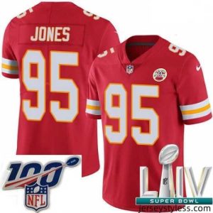 Gorgeous 2020 Super Bowl LIV Nike Kansas City Chiefs #95 Chris Jones Red Team Color Vapor Untouchable Limited Player NFL Jersey