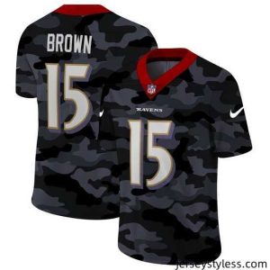 Premium Baltimore Ravens 15 Marquise Brown Nike 2020 Black CAMO Vapor Untouchable Limited Stitched NFL Jersey