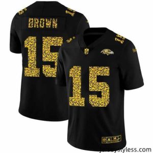 Stylish Baltimore Ravens 15 Marquise Brown Nike Leopard Print Fashion Vapor Limited NFL Jersey Black