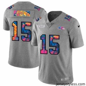 Unique Baltimore Ravens 15 Marquise Brown Nike Multi Color 2020 NFL Crucial Catch NFL Jersey Greyheather