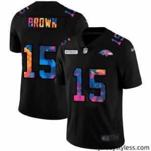 Premium Baltimore Ravens 15 Marquise Brown Nike Multi Color Black 2020 NFL Crucial Catch Vapor Untouchable Limited Jersey