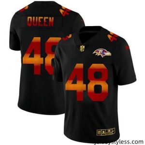 Gorgeous Baltimore Ravens 48 Patrick Queen Black Nike Red Orange Stripe Vapor Limited NFL Jersey