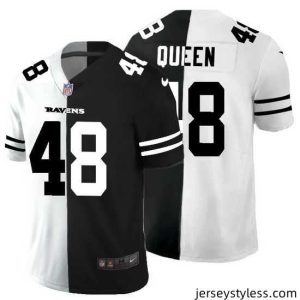 Stunning Baltimore Ravens 48 Patrick Queen Black V White Peace Split Nike Vapor Untouchable Limited NFL Jersey
