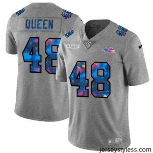 Stunning Baltimore Ravens 48 Patrick Queen Nike Multi Color 2020 NFL Crucial Catch NFL Jersey Greyheather