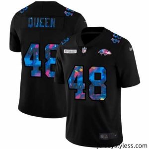 Premium Baltimore Ravens 48 Patrick Queen Nike Multi Color Black 2020 NFL Crucial Catch Vapor Untouchable Limited Jersey