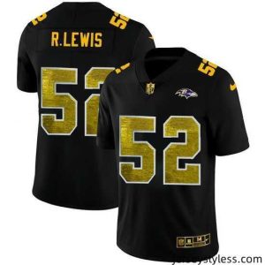 Fantastic Baltimore Ravens 52 Ray Lewis Black Nike Golden Sequin Vapor Limited NFL Jersey