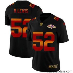 Stunning Baltimore Ravens 52 Ray Lewis Black Nike Red Orange Stripe Vapor Limited NFL Jersey