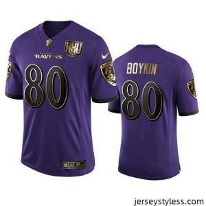 Amazing Baltimore Ravens 80 Miles Boykin Nike Purple Team 25th Season Golden Limited NFL Jersey