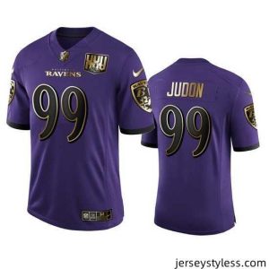 Amazing Baltimore Ravens 99 Matthew Judon Nike Purple Team 25th Season Golden Limited NFL Jersey
