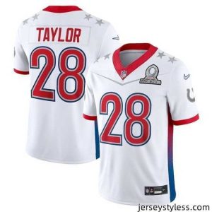 Unique 2022 NFL Pro Bowl Indiana Colts 28 Jonathan Taylor AFC White Jersey