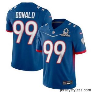 Stunning 2022 NFL Pro Bowl Los Angeles Rams 99 Aaron Donald NFC Blue Jersey