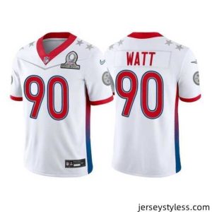 Stylish 2022 NFL Pro Bowl Pittsburgh Steelers 90 T J Watt AFC White Jersey