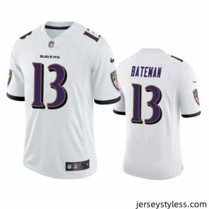 Impressive Baltimore Ravens 13 Rashod Bateman White Vapor Limited 2021 NFL Draft Jersey