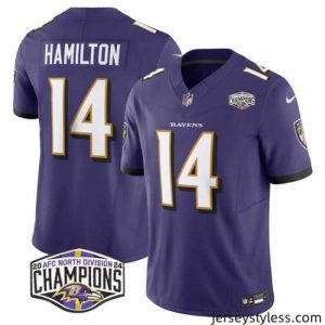 Amazing Baltimore Ravens 14 Kyle Hamilton Purple F.U.S.E 2024 AFC North Division Champions Vapor Limited Football Jersey