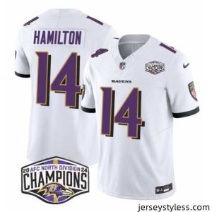 Fantastic Baltimore Ravens 14 Kyle Hamilton White F.U.S.E 2024 AFC North Division Champions Vapor Limited Football Jersey