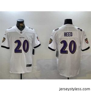 Unique Baltimore Ravens 20 Ed Reed White Vapor Limited Football Jersey