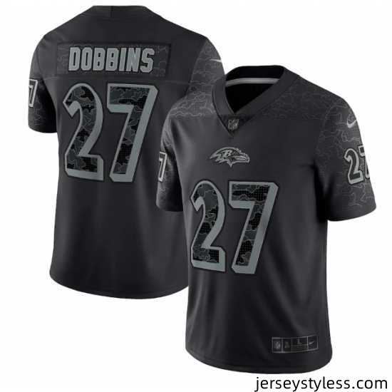 Men-Baltimore-Ravens-27-J-K-Dobbins-Black-Reflective-Limited-Stitched-Football-Jersey-829146_21759_550X550