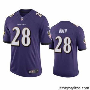 Stunning Baltimore Ravens 28 Jayson Oweh Purple Vapor Limited 2021 NFL Draft Jersey