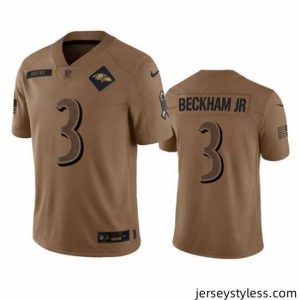 Premium Baltimore Ravens 3 Odell Beckham Jr  2023 Brown Salute To Service Limited Jersey