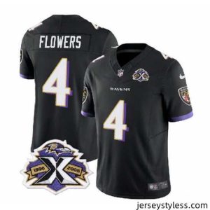 Unique Baltimore Ravens 4 Zay Flowers Black 2023 F.U.S.E With Patch Throwback Vapor Limited Jersey
