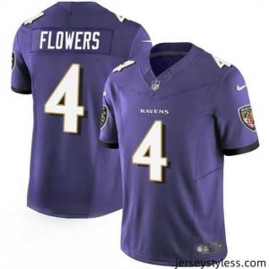 Amazing Baltimore Ravens 4 Zay Flowers Purple 2023 F.U.S.E  Vapor Limited Football Jersey