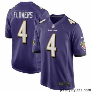 Premium Baltimore Ravens 4 Zay Flowers Purple Game Jersey