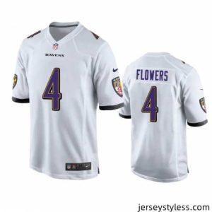 Impressive Baltimore Ravens 4 Zay Flowers White Game Jersey