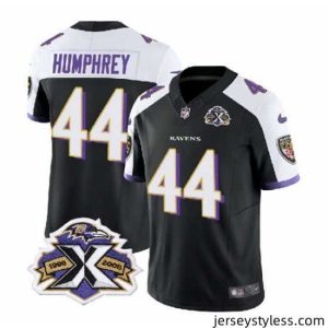 Stunning Baltimore Ravens 44 Marlon Humphrey Black White 2023 F.U.S.E With Patch Throwback Vapor Limited Jersey