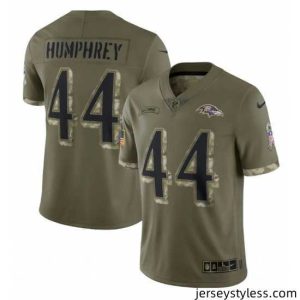 Gorgeous Baltimore Ravens 44 Marlon Humphrey Olive 2022 Salute To Service Limited Stitched Jersey