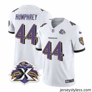 Stunning Baltimore Ravens 44 Marlon Humphrey White 2023 F.U.S.E With Patch Throwback Vapor Limited Jersey