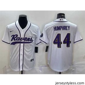 Amazing Baltimore Ravens 44 Marlon Humphrey White With Patch Cool Base Stitched Baseball Jersey